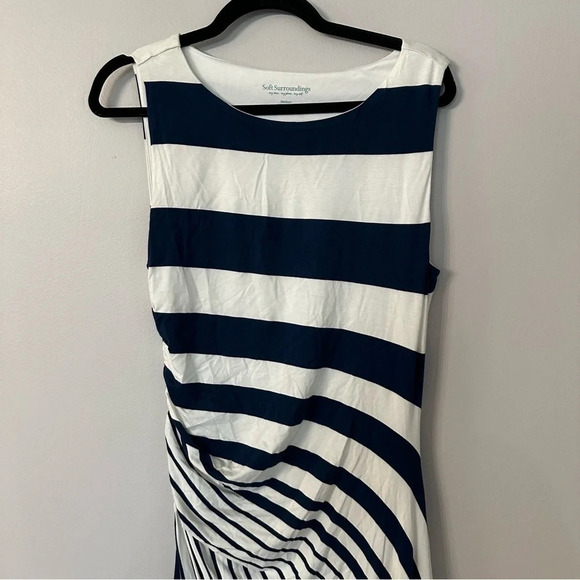 Soft Surroundings Vela Infinity Dress Blue & White Stripe Sleeveless Size M GUC - Picture 3 of 8